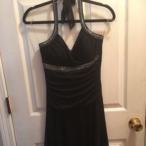 Special occasion Black beaded halter dress